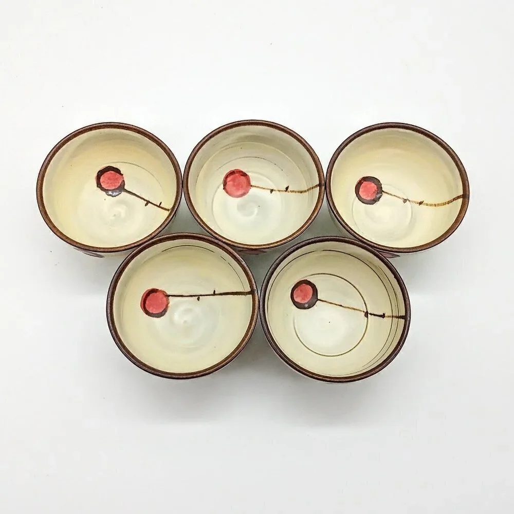 Handmade Korean Chulhwa Buncheong Cherry Ceramic Tea Set